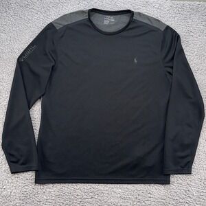 Polo Ralph Lauren Performance Shirt M Black Gray Long Sleeve Atheltic USA Flag